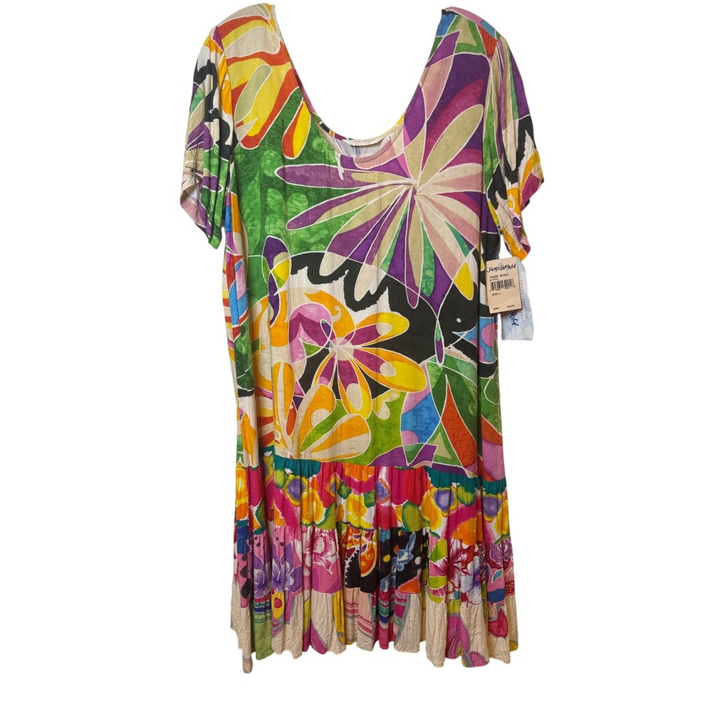 Jams World Shiraz W329 SHAZ Floral Tiered Hattie Dress Made in Hawaii L NWT